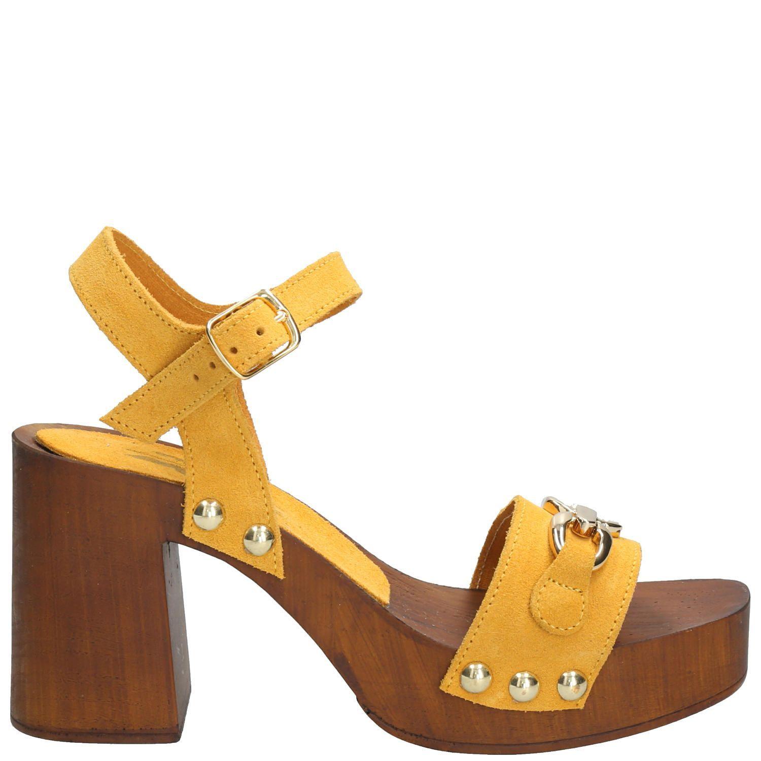 Sandalia Cuero Mujer Portofino Amarillo-0