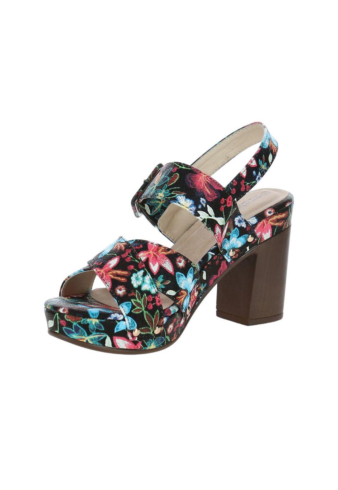 Sandalia Mujer Lady Negro Floral-3