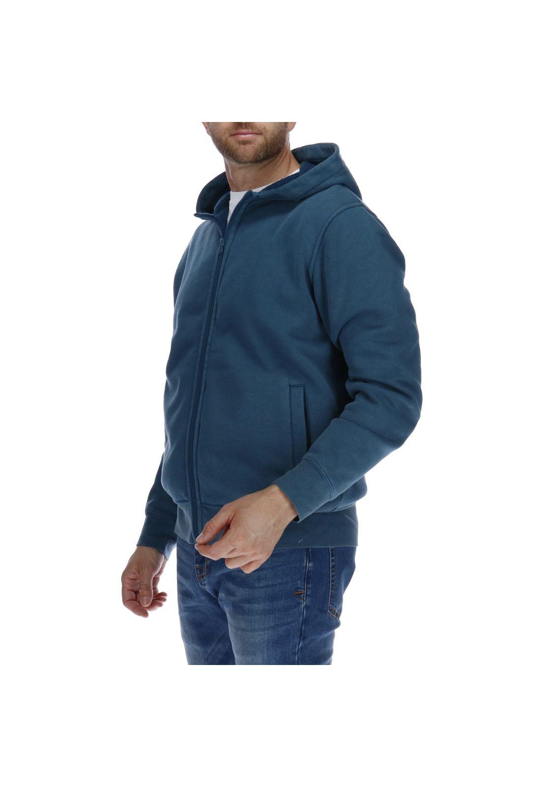 Polerón Hombre Foundation Washed Fz Hooded Sweatshirt Algodón Azul Petróleo-1