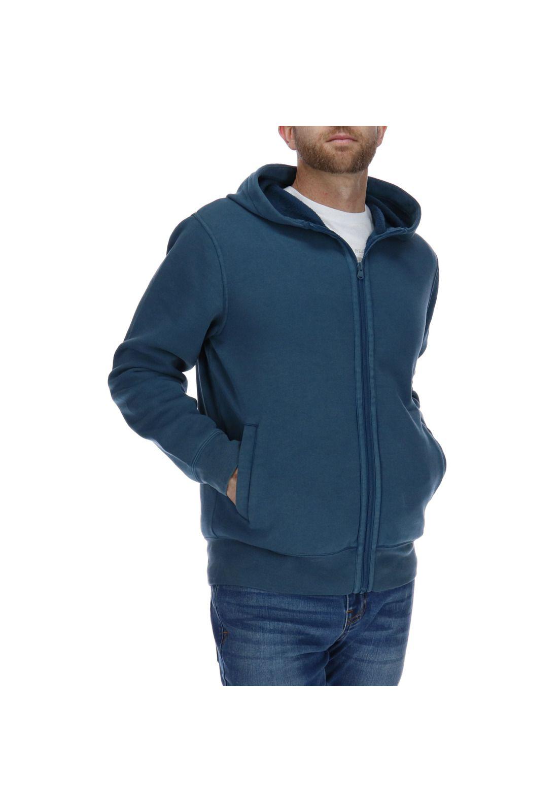 Polerón Hombre Foundation Washed Fz Hooded Sweatshirt Algodón Azul Petróleo-3
