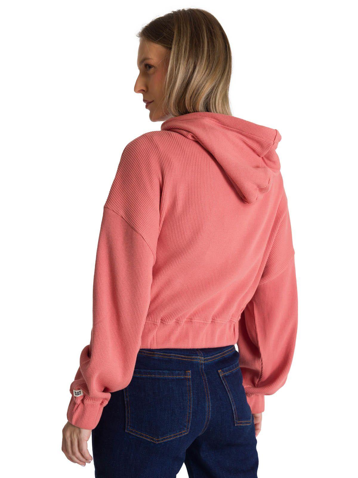 Polerón Con Gorro Mujer Waffle-Knit Salmón-3