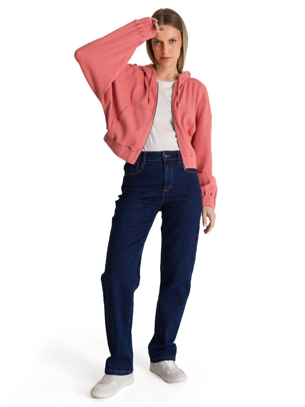 Polerón Con Gorro Mujer Waffle-Knit Salmón-5