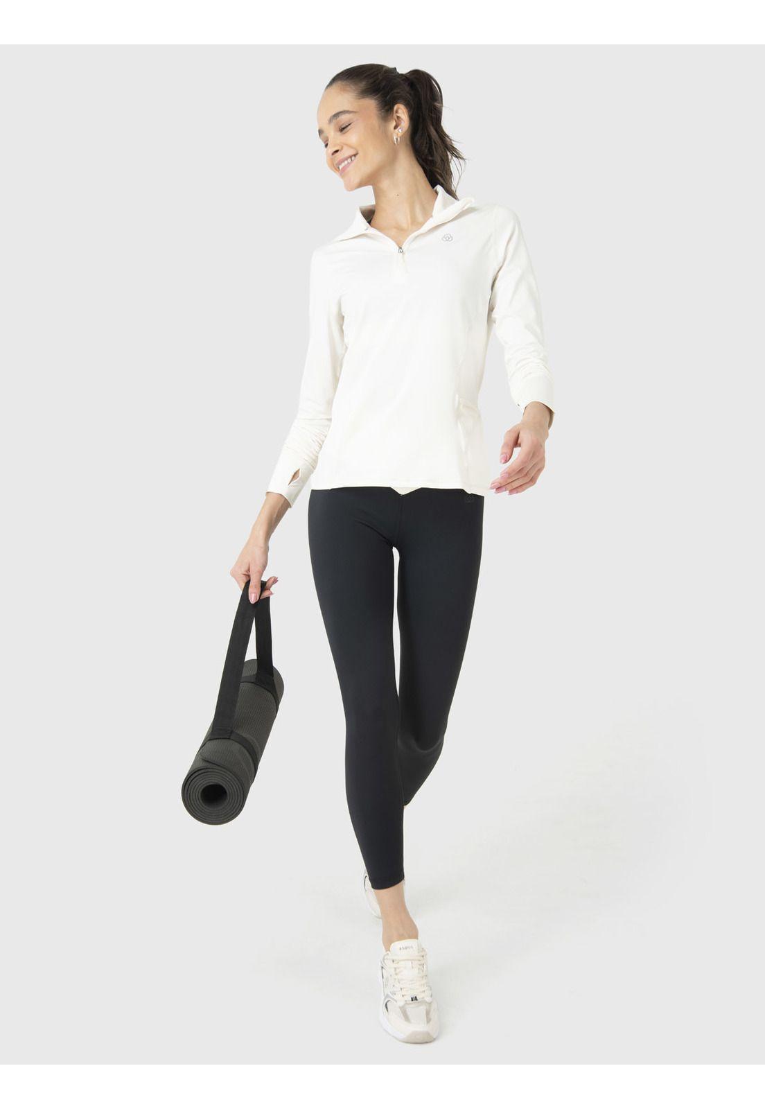Polera Manga Larga Mujer Ls Half Zip Crudo-1
