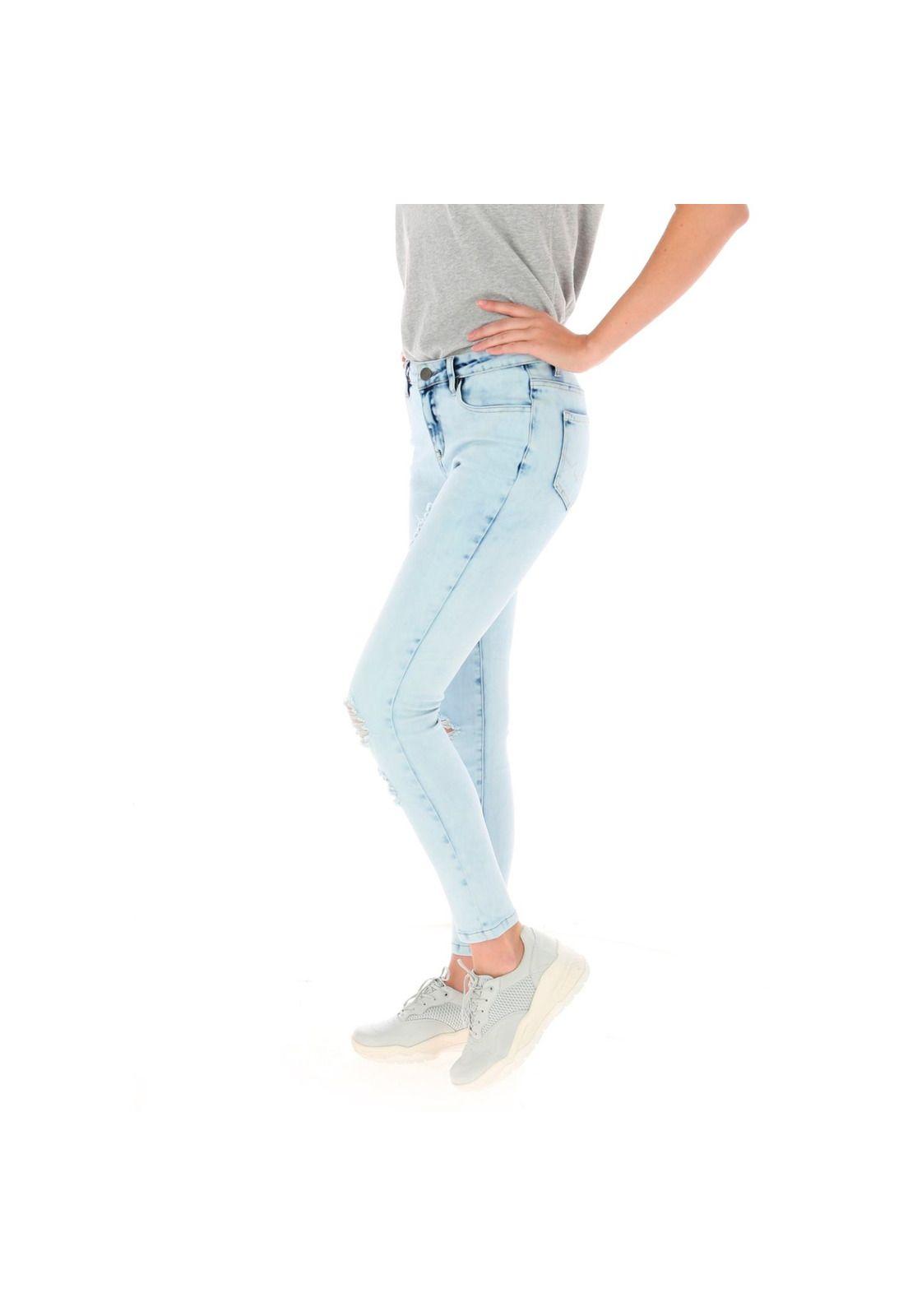 Jeans Mujer Distressed Jegging Celeste-1