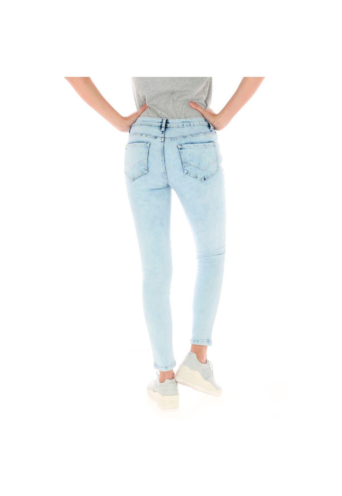 Jeans Mujer Distressed Jegging Celeste-3