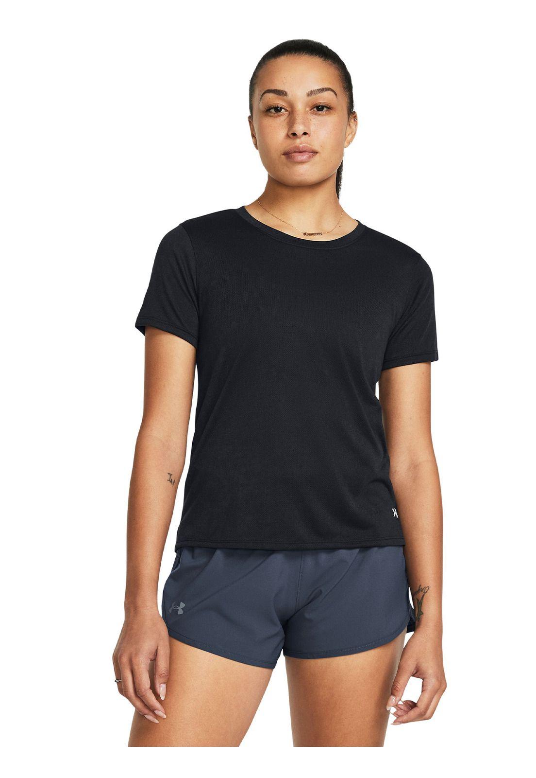 Polera UA Launch Splatter mujer Negro-0