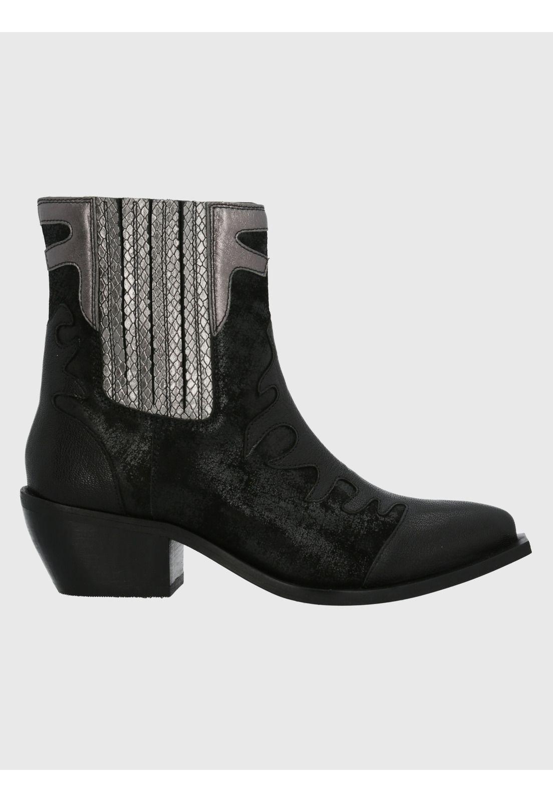Botín Cuero Mujer Runn Negro-1
