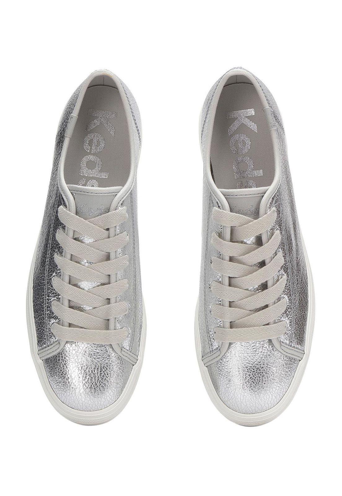 Zapatilla Cuero Mujer Triple Kick Plateado-4