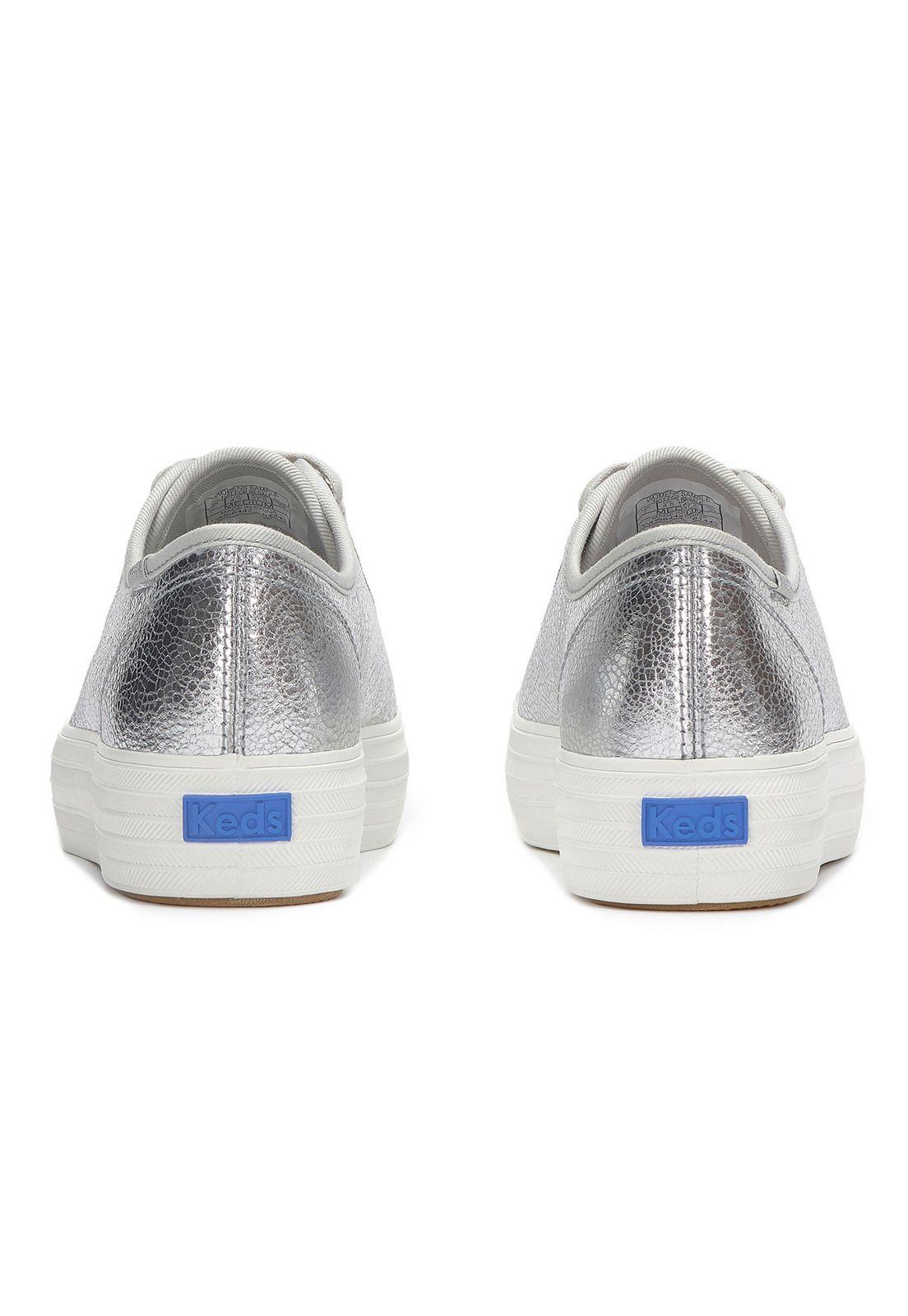 Zapatilla Cuero Mujer Triple Kick Plateado-5