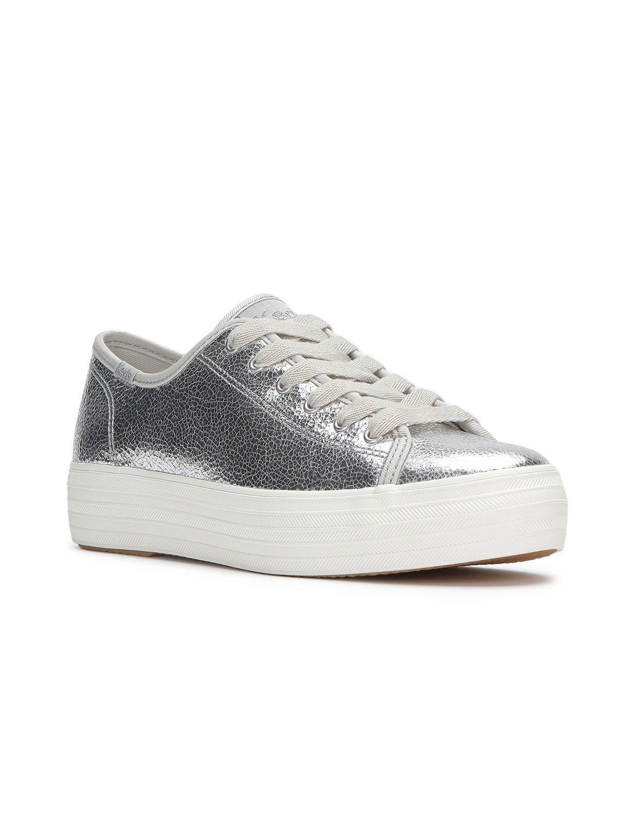 Zapatilla Cuero Mujer Triple Kick Plateado-1