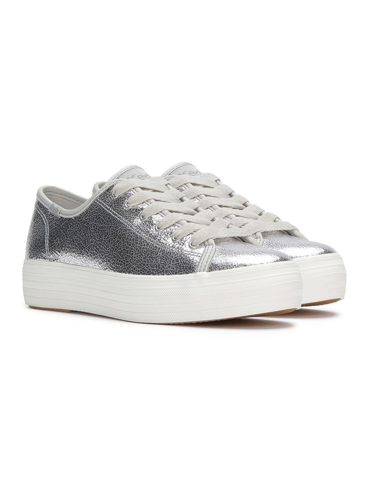 Zapatilla Cuero Mujer Triple Kick Plateado-3