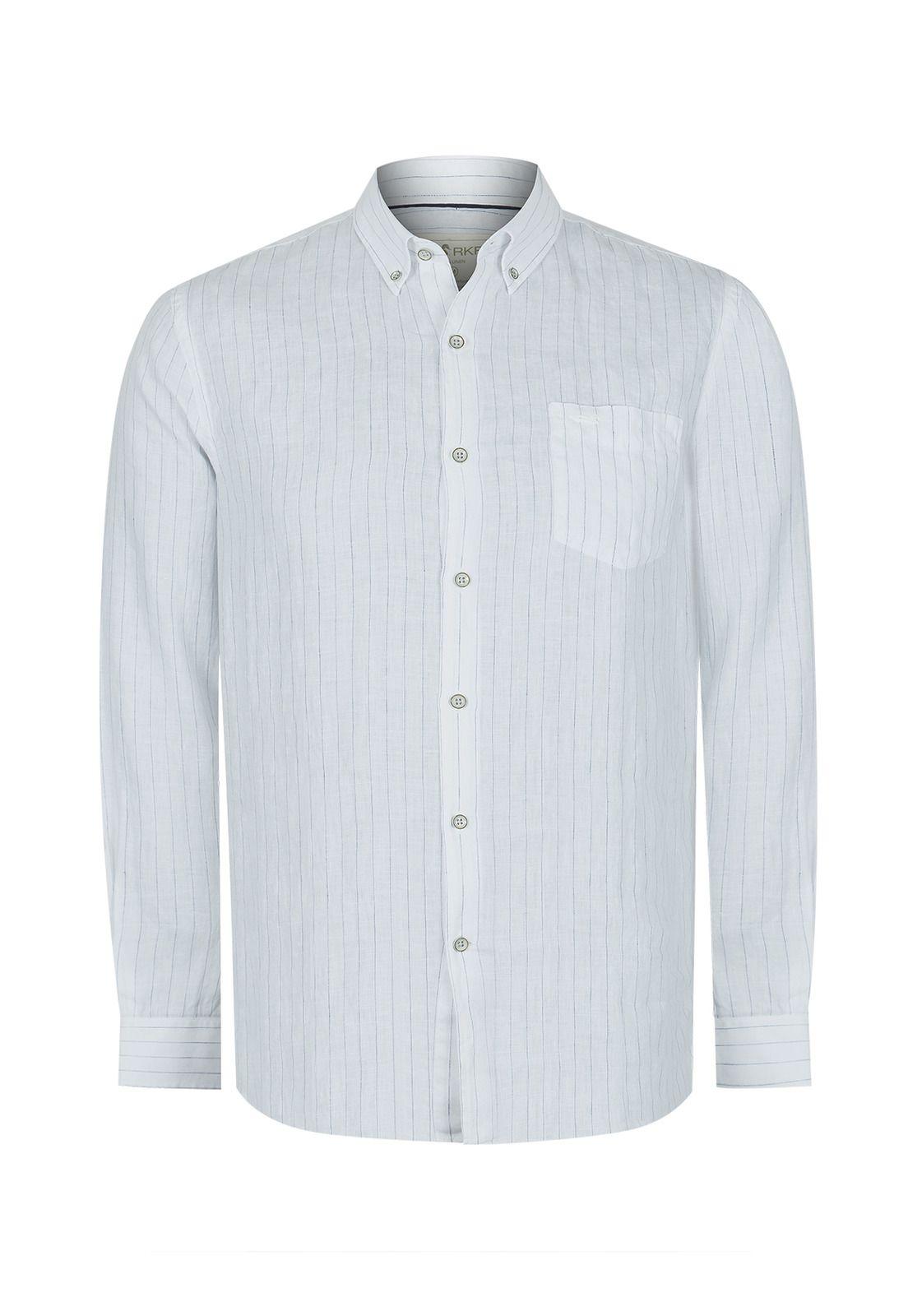 Camisa Lino Orgánico Azul Fantasy Hombre -0