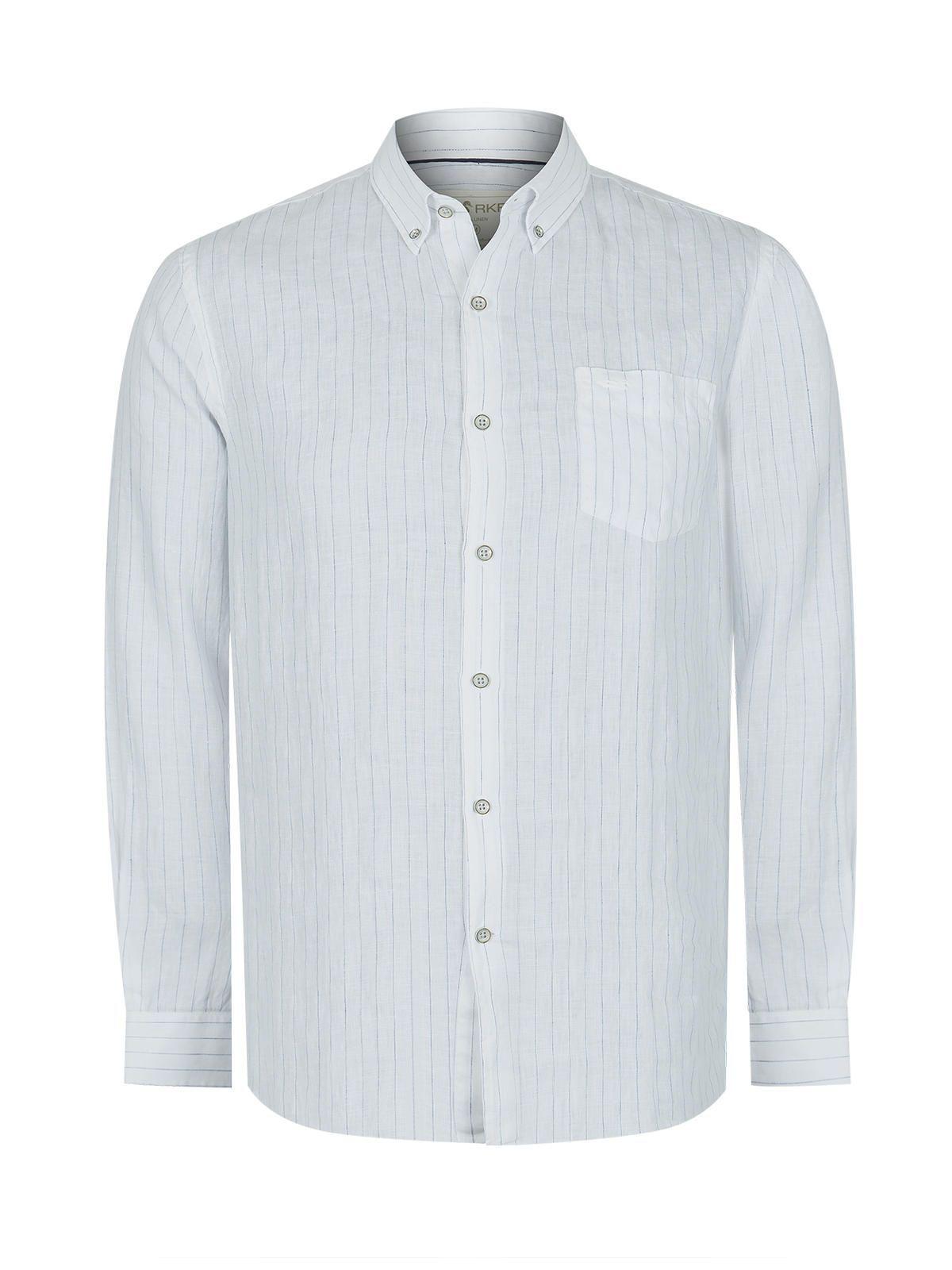 Camisa Lino Orgánico Azul Fantasy Hombre -0