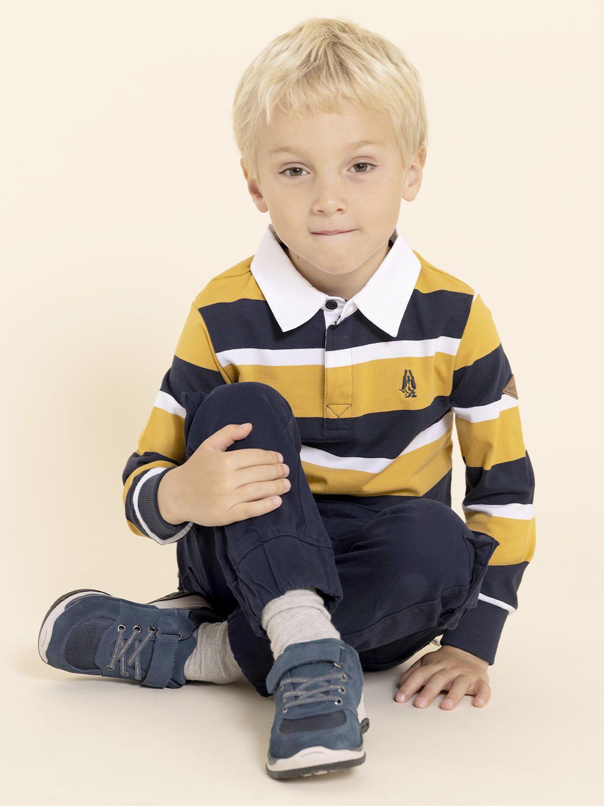 Zapatilla Cuero Bambus Niño Azul-3