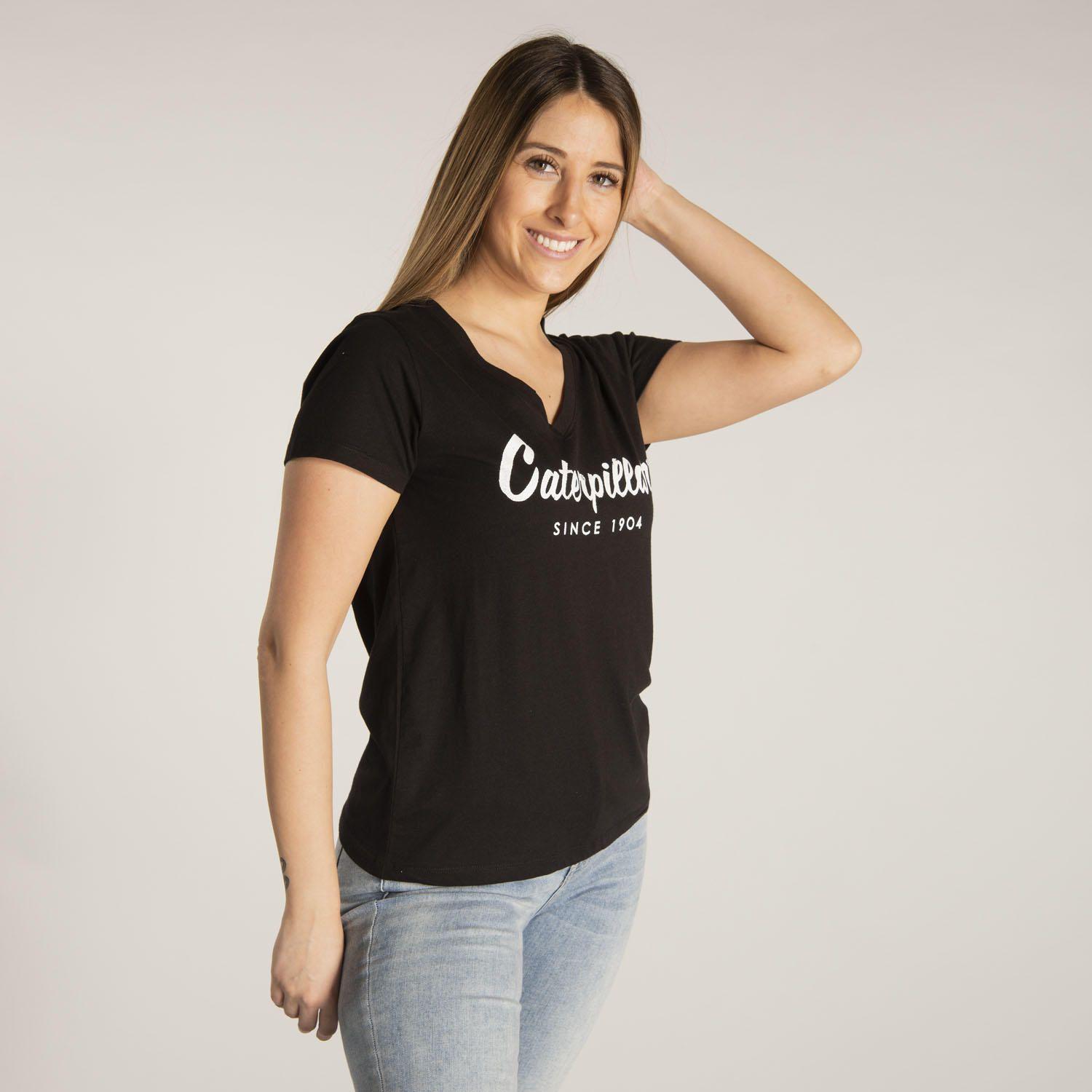 Polera M/C Mujer Logo Script V-Neck T Negro-1