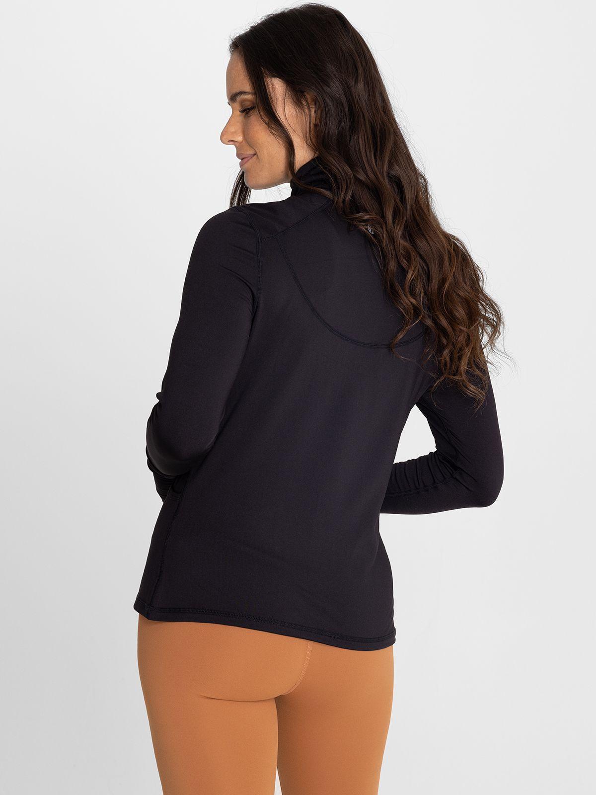 Polera deportiva Mujer Half Zip Negro-1