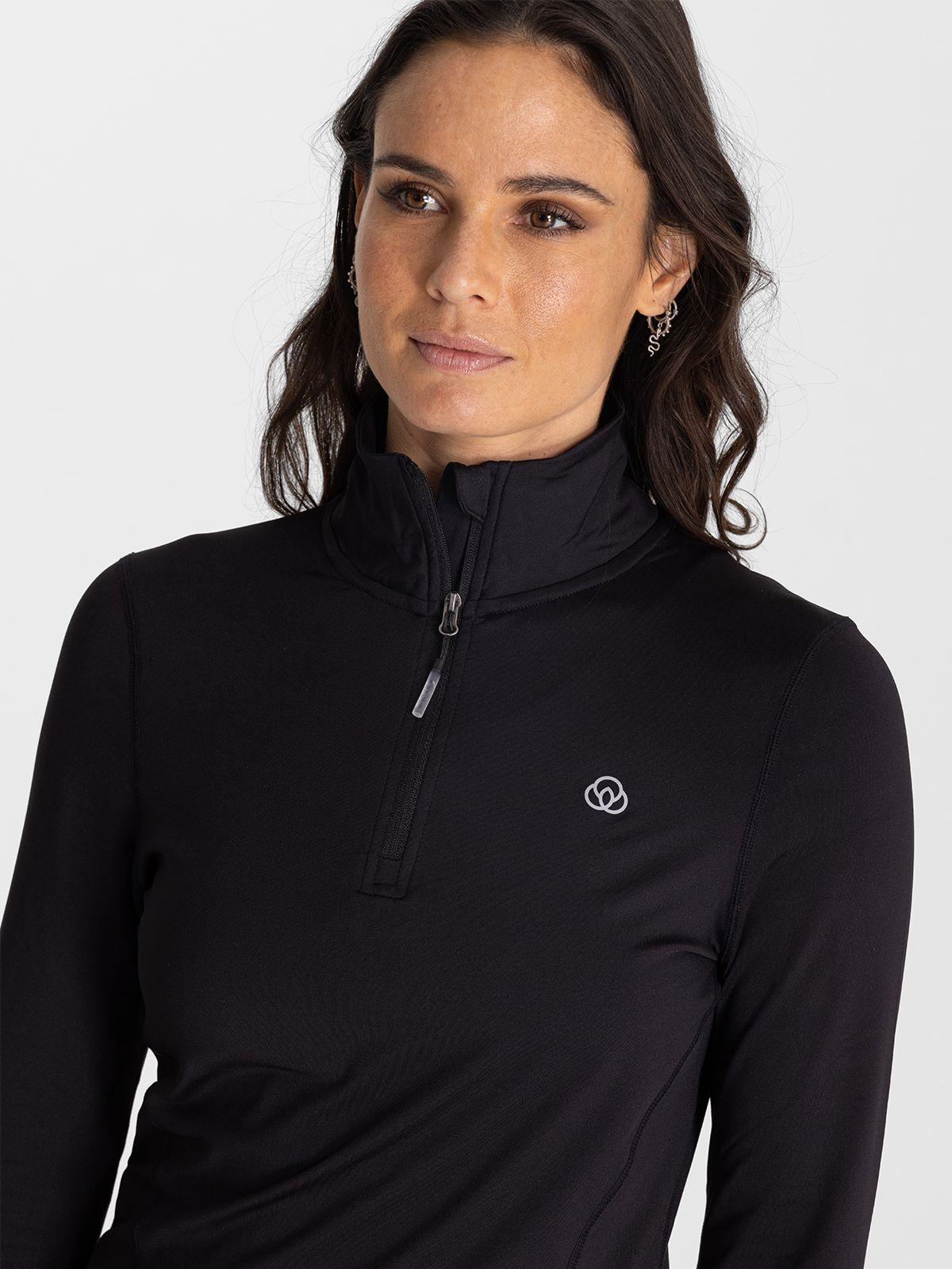 Polera deportiva Mujer Half Zip Negro-4