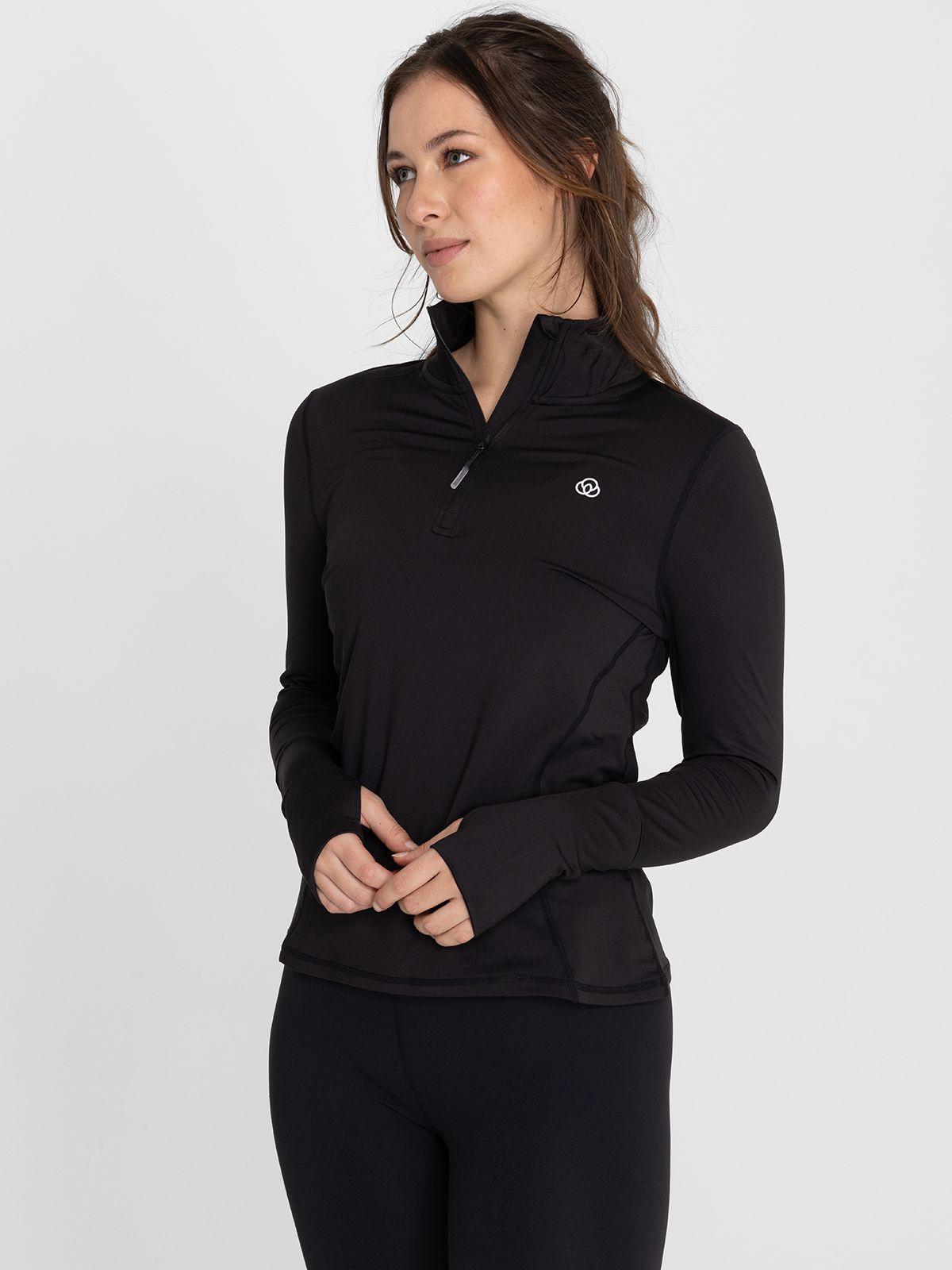 Polera deportiva Mujer Half Zip Negro-6