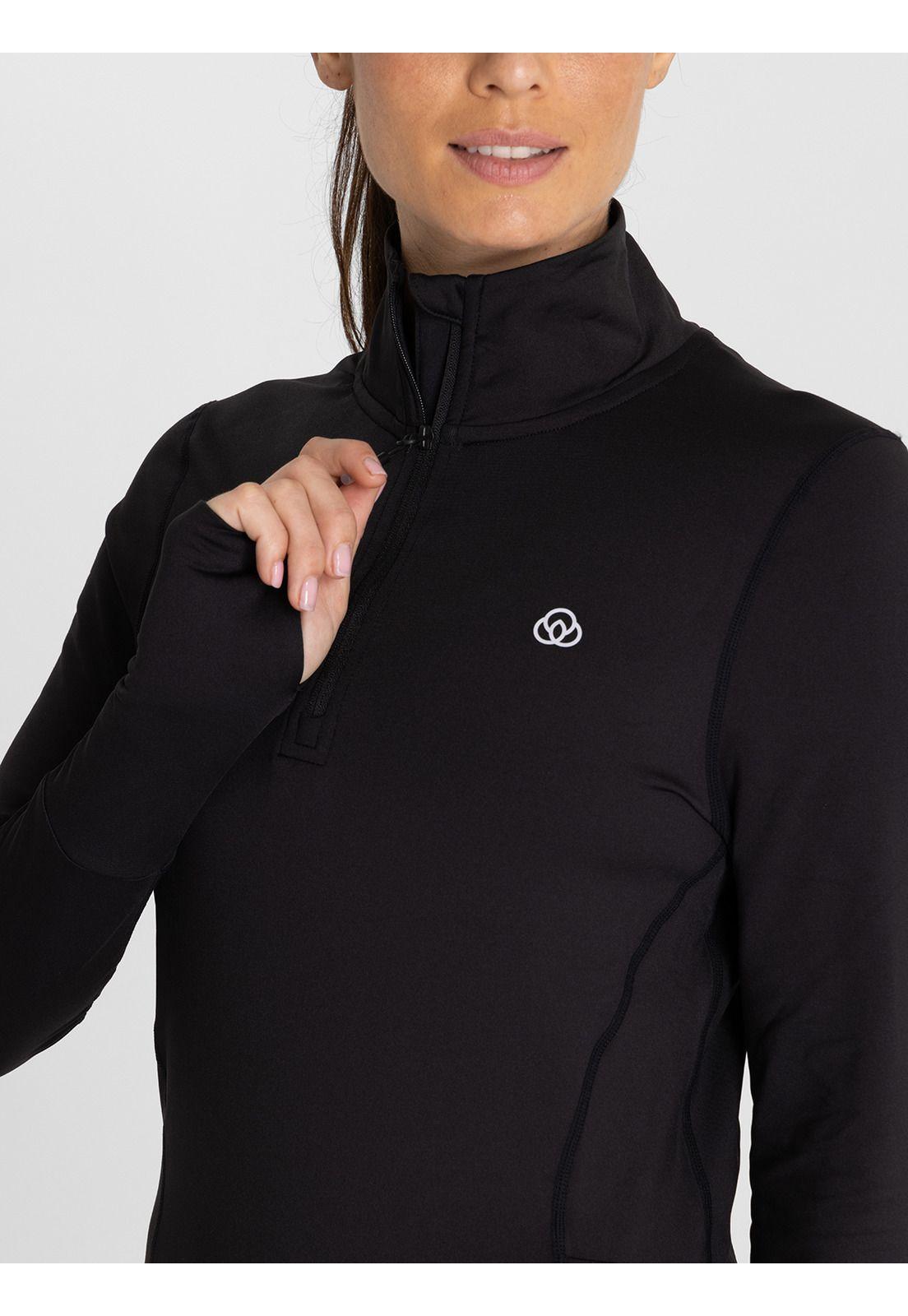 Polera deportiva Mujer Half Zip Negro-5