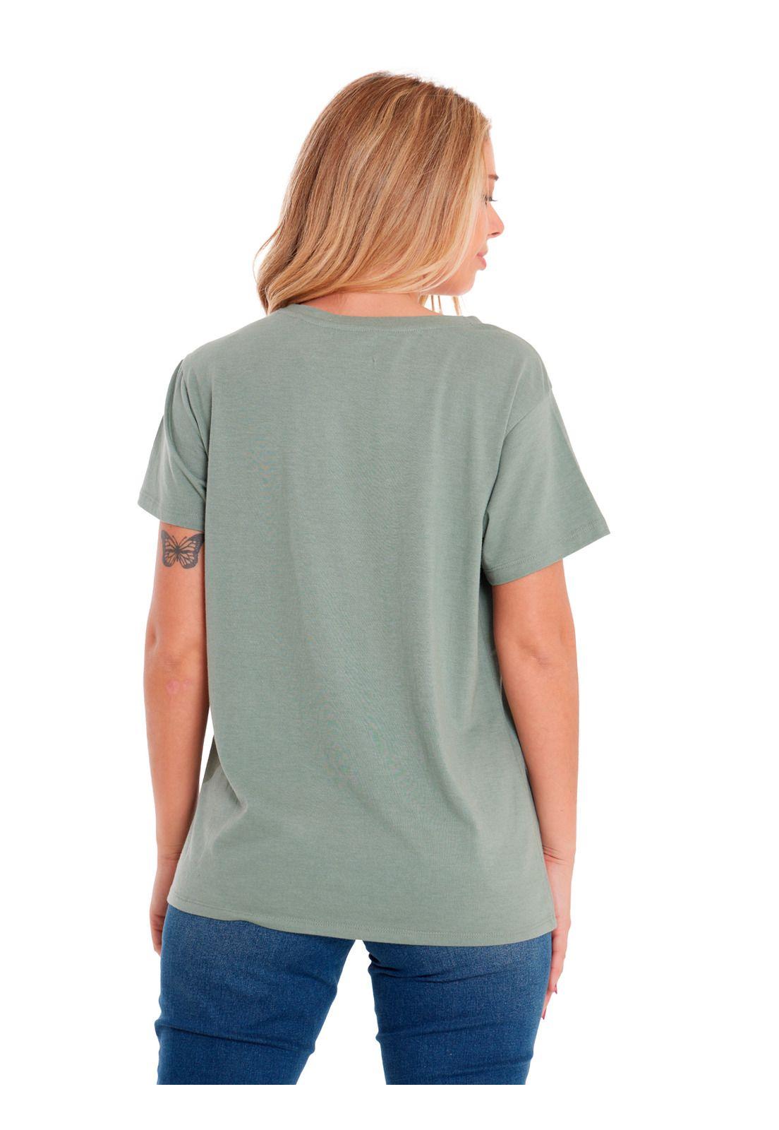 Polera Manga Corta Mujer Crew Graphic Tee 1 Verde-3