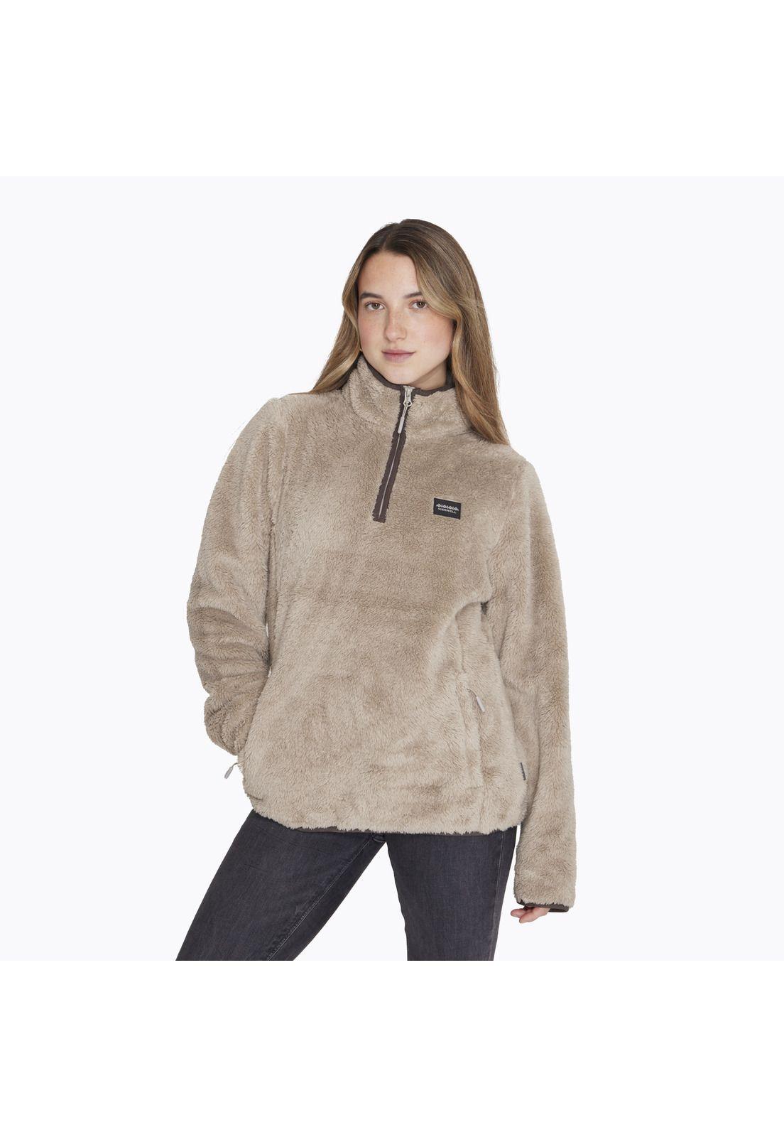Polar Shaggy Half Zipper Café Mujer-0