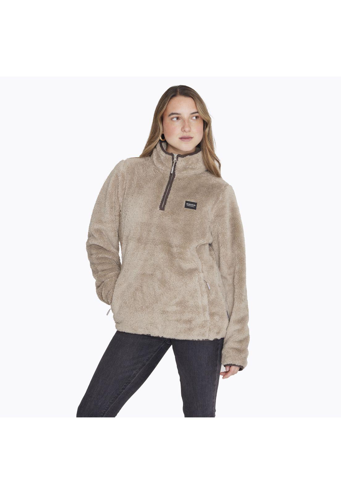 Polar Shaggy Half Zipper Café Mujer-3
