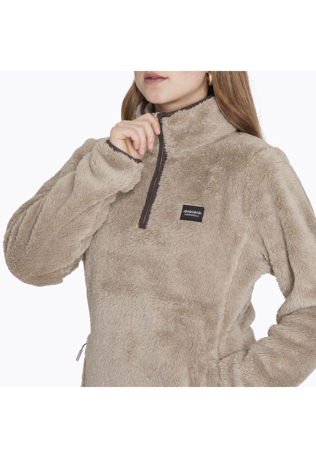 Polar Shaggy Half Zipper Café Mujer-4