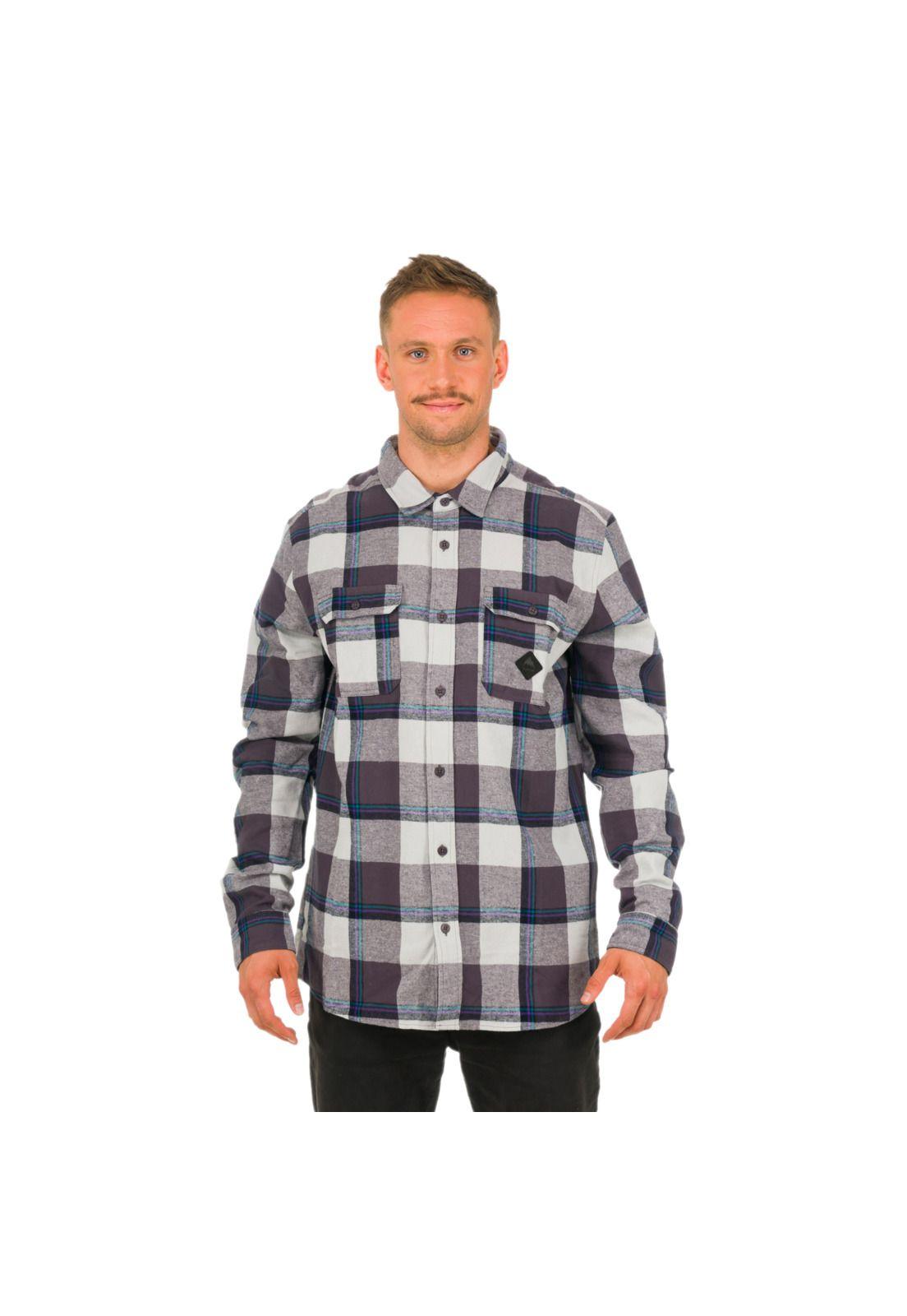 Camisa M/L Hombre Brighton II Violeta Oscuro -0