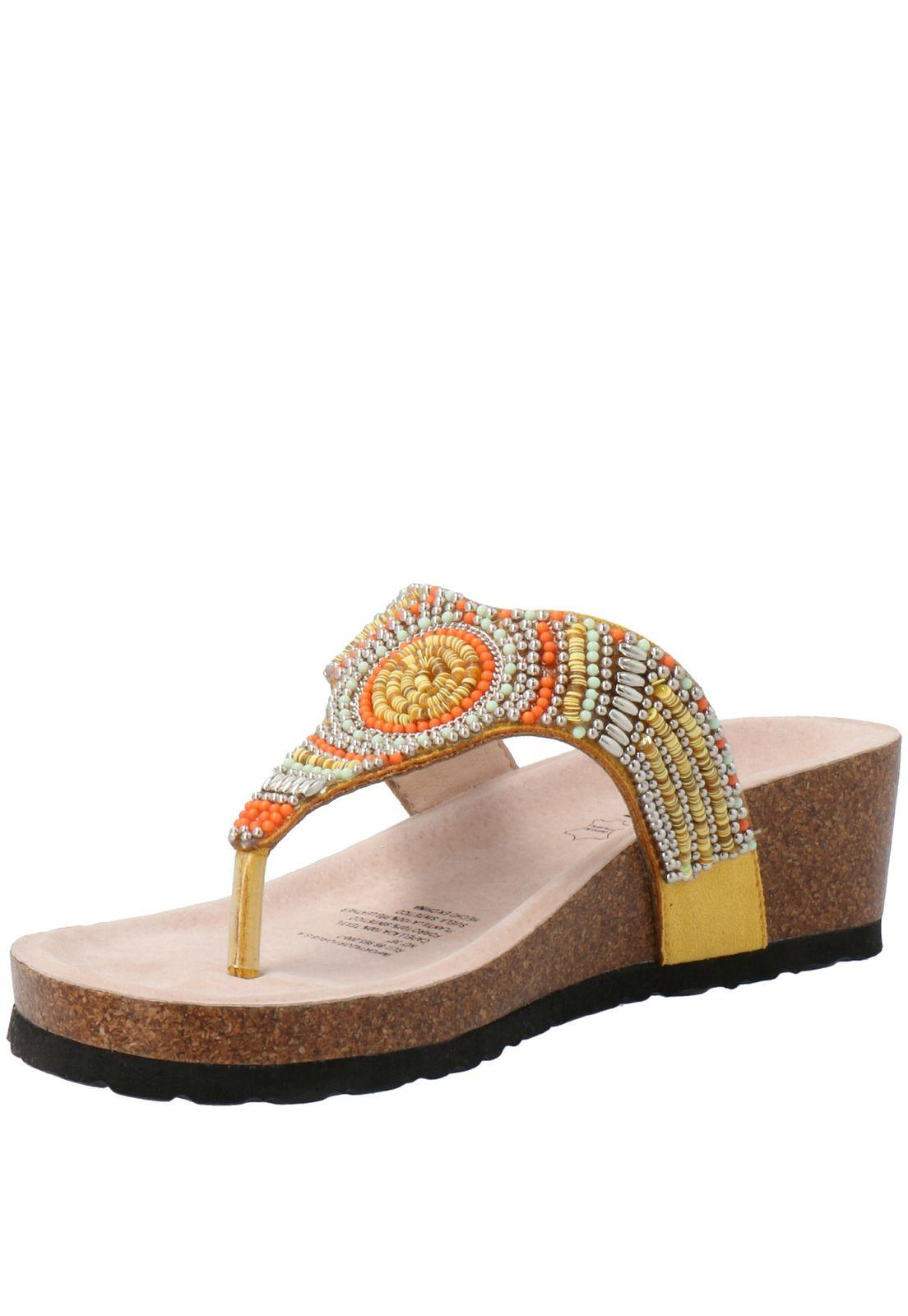 Sandalia Mujer Beads Mostaza-3
