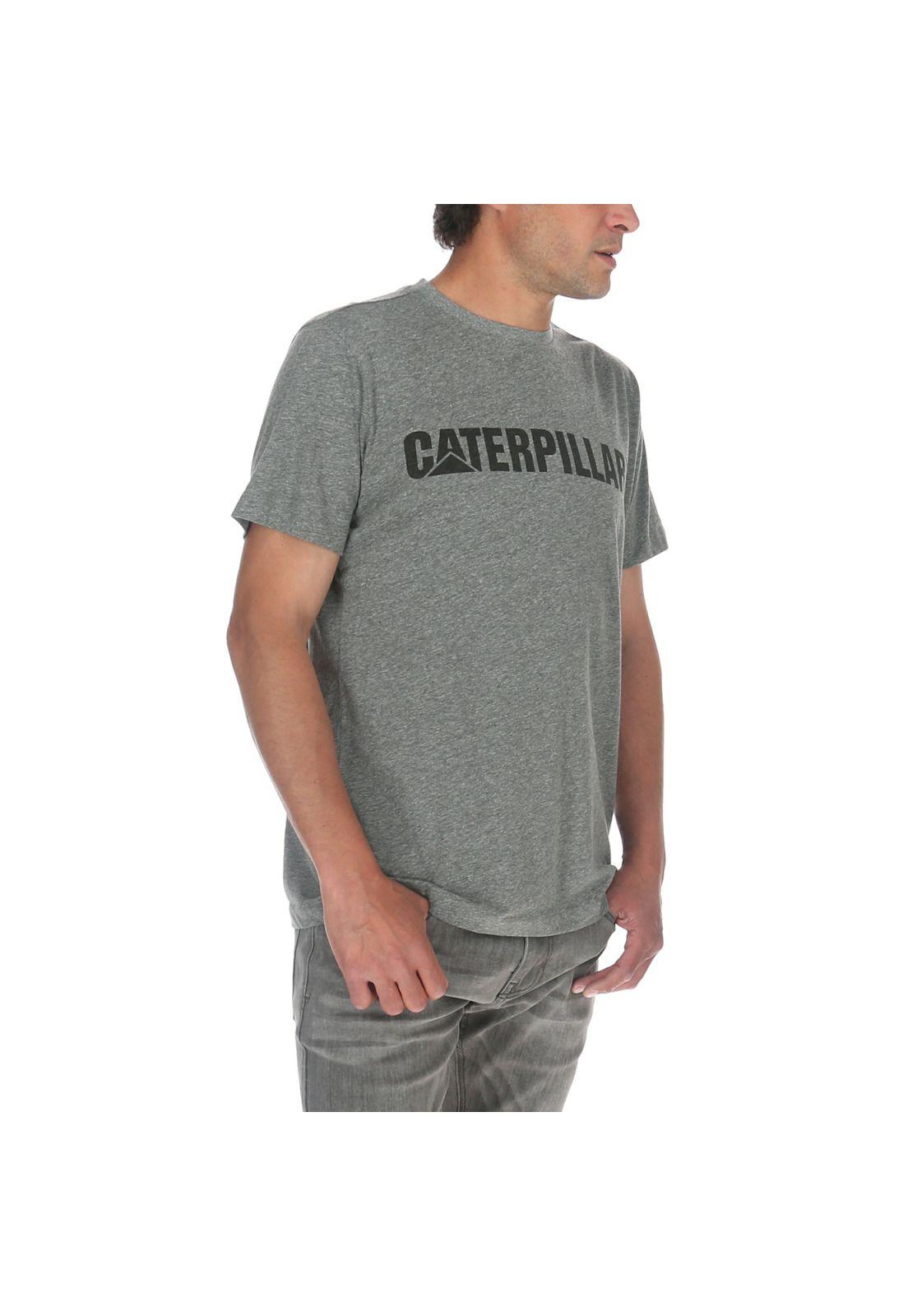 Polera Hombre Slim Fit Caterpillar Logo Tee Gris-3
