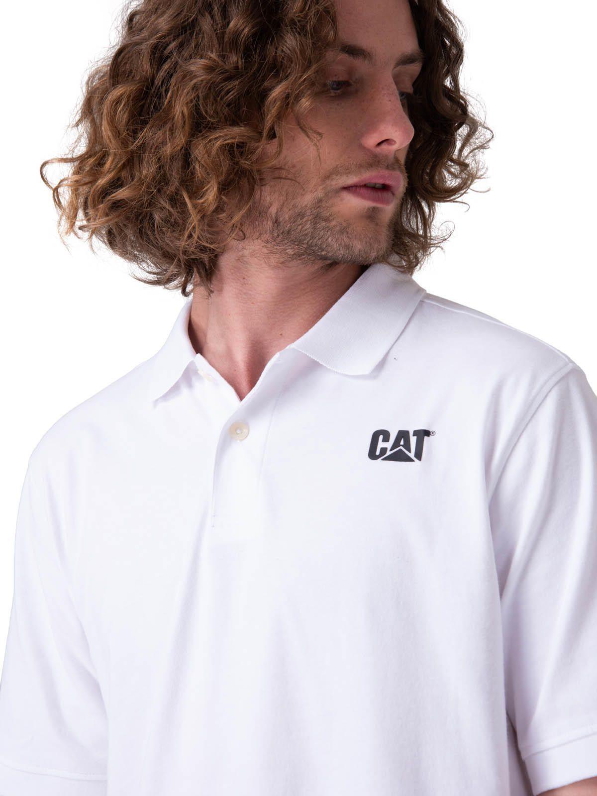 Polera Manga Corta Cat Logo Jersey Polo Hombre Blanco-3