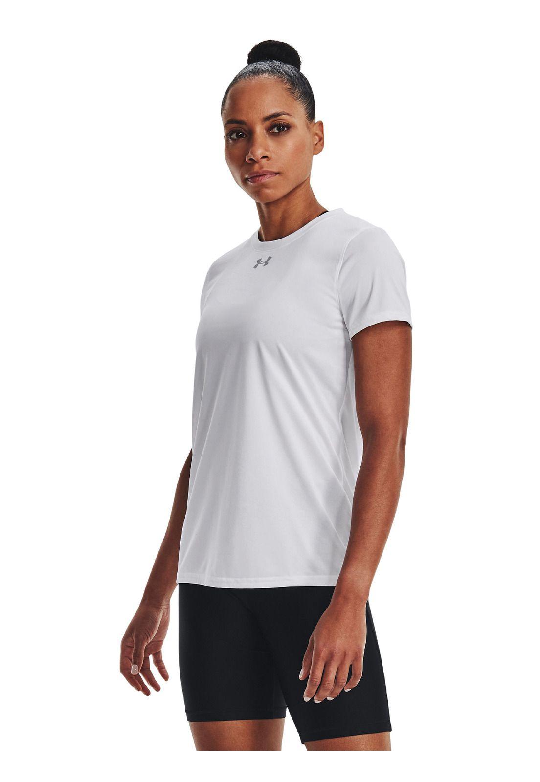 Polera Manga Corta UA T Team Mujer Blanco-3