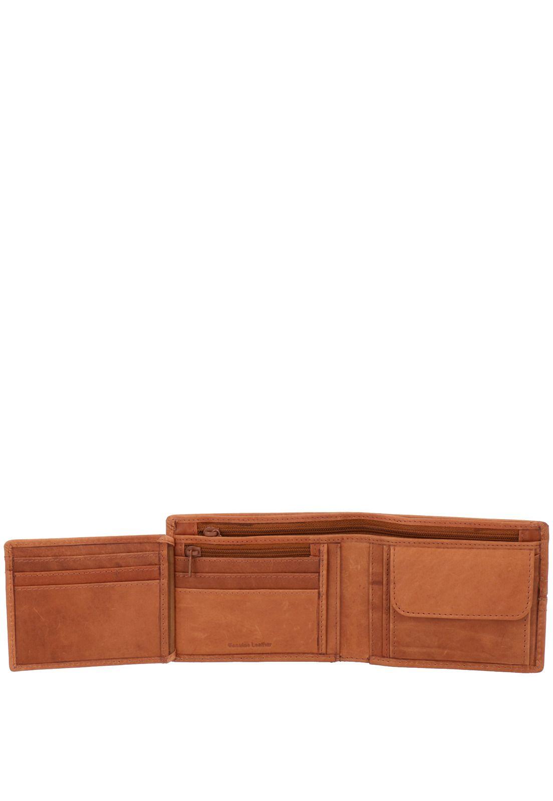 Billetera Cuero Omi Stitch Coin Café-3