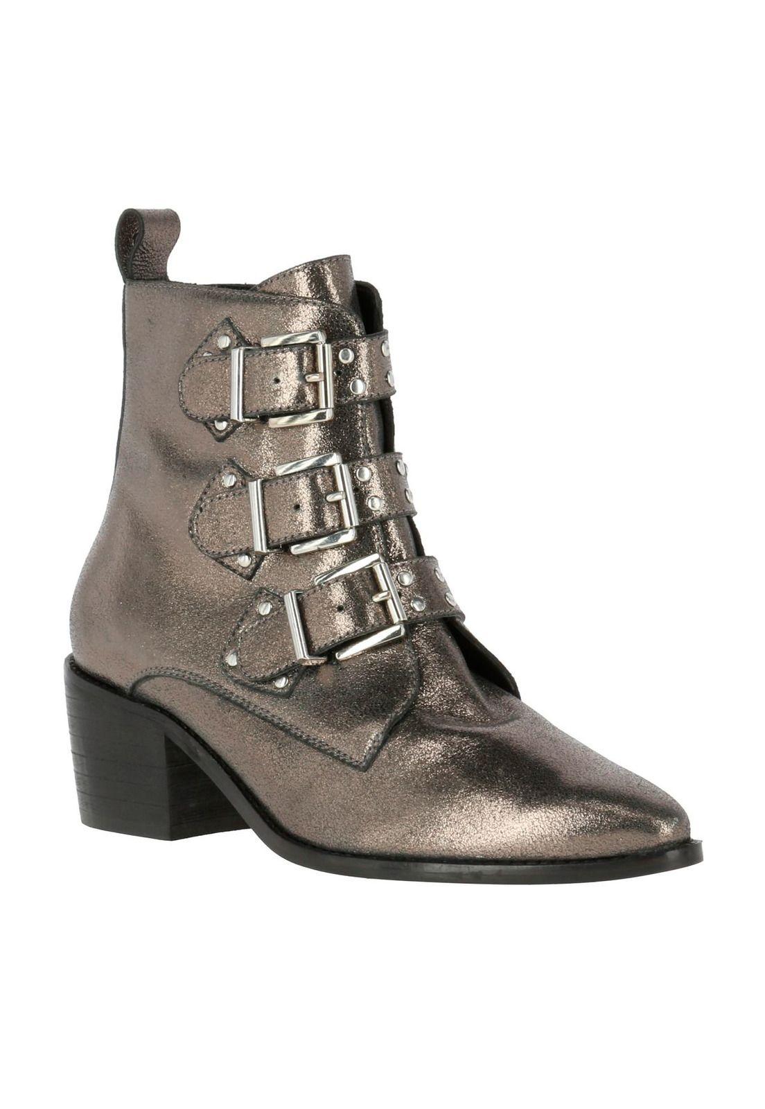 Botin Cuero Mujer Yoko Plateado-0