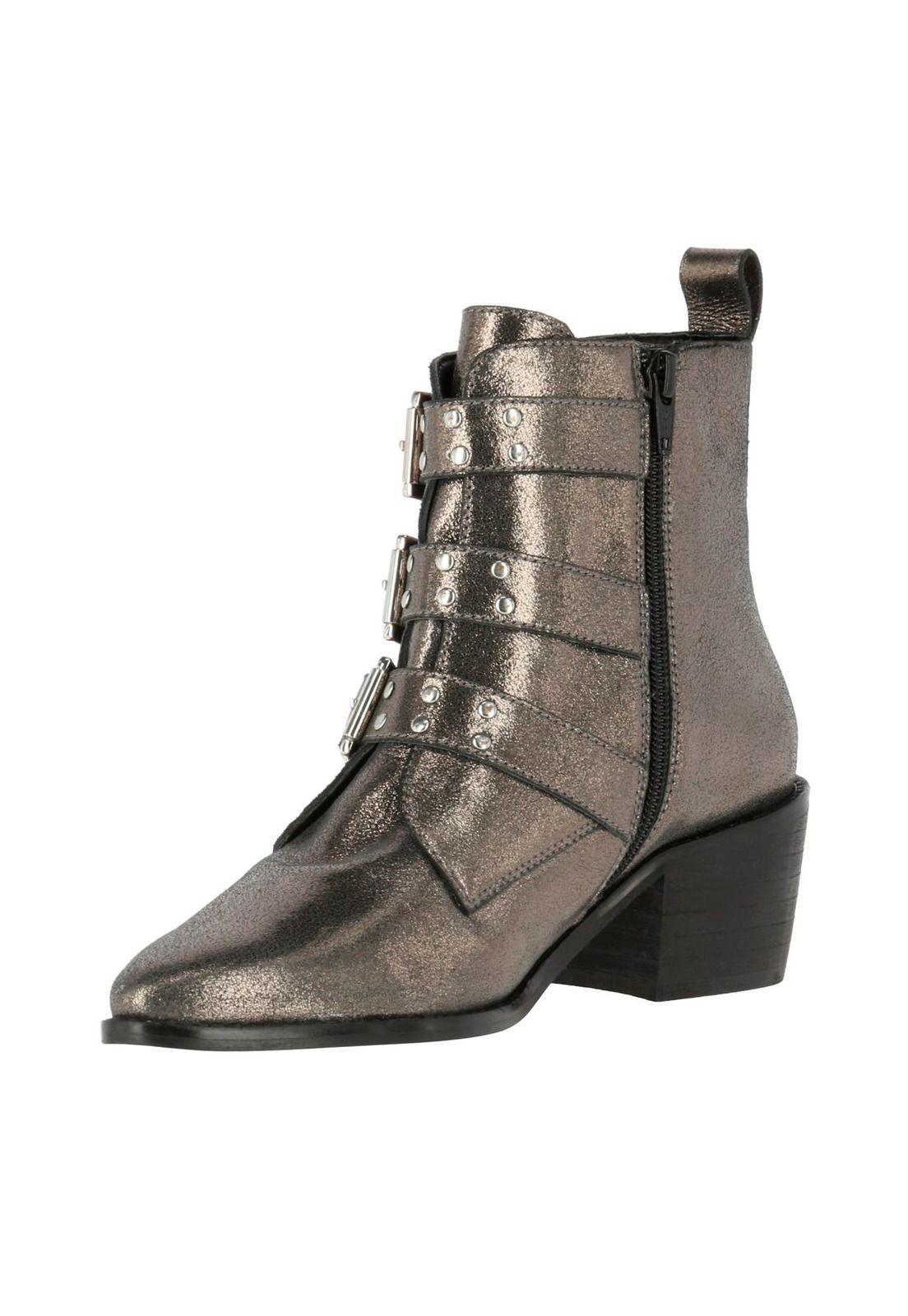 Botin Cuero Mujer Yoko Plateado-1