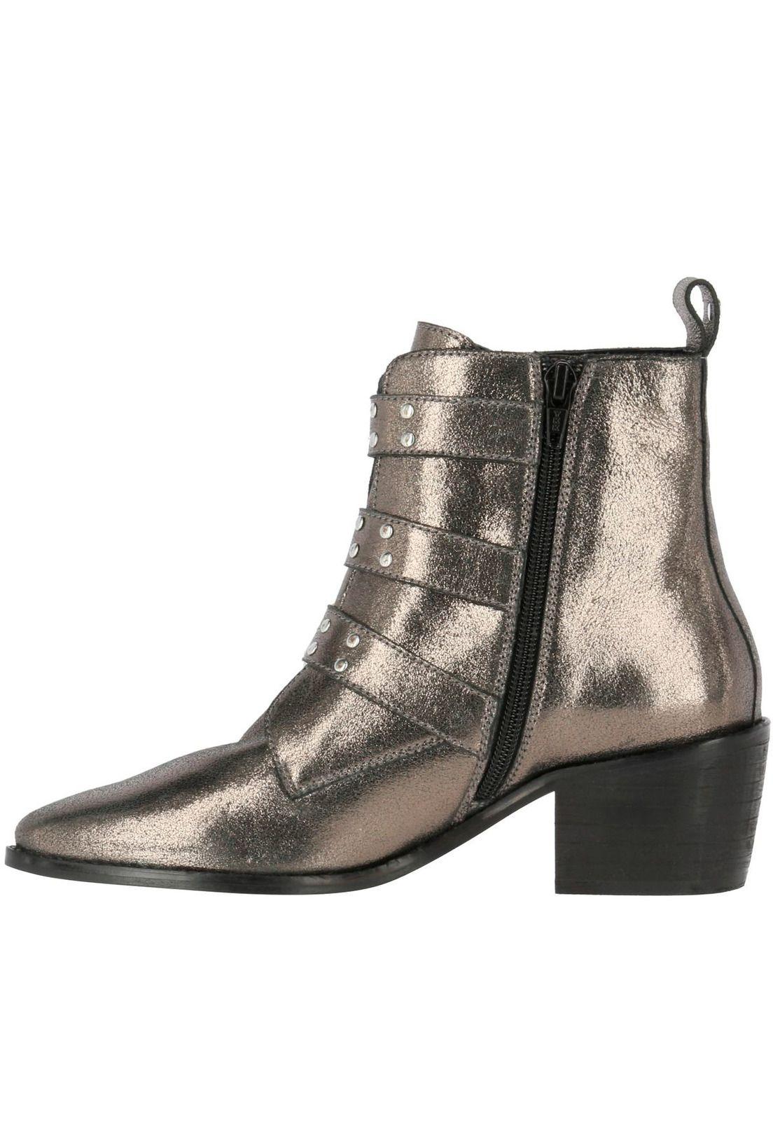 Botin Cuero Mujer Yoko Plateado-2