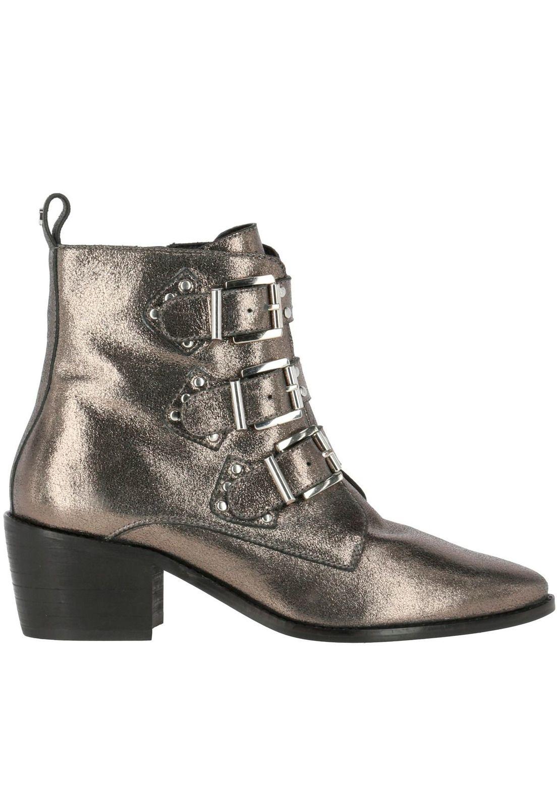 Botin Cuero Mujer Yoko Plateado-3