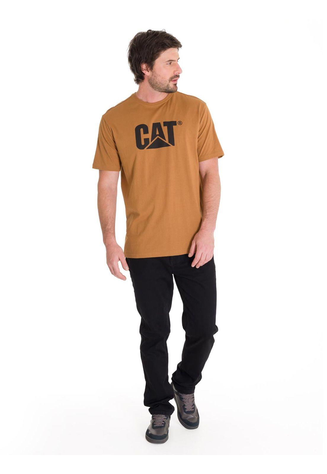 Polera Manga Corta Logo Hombre Café-5