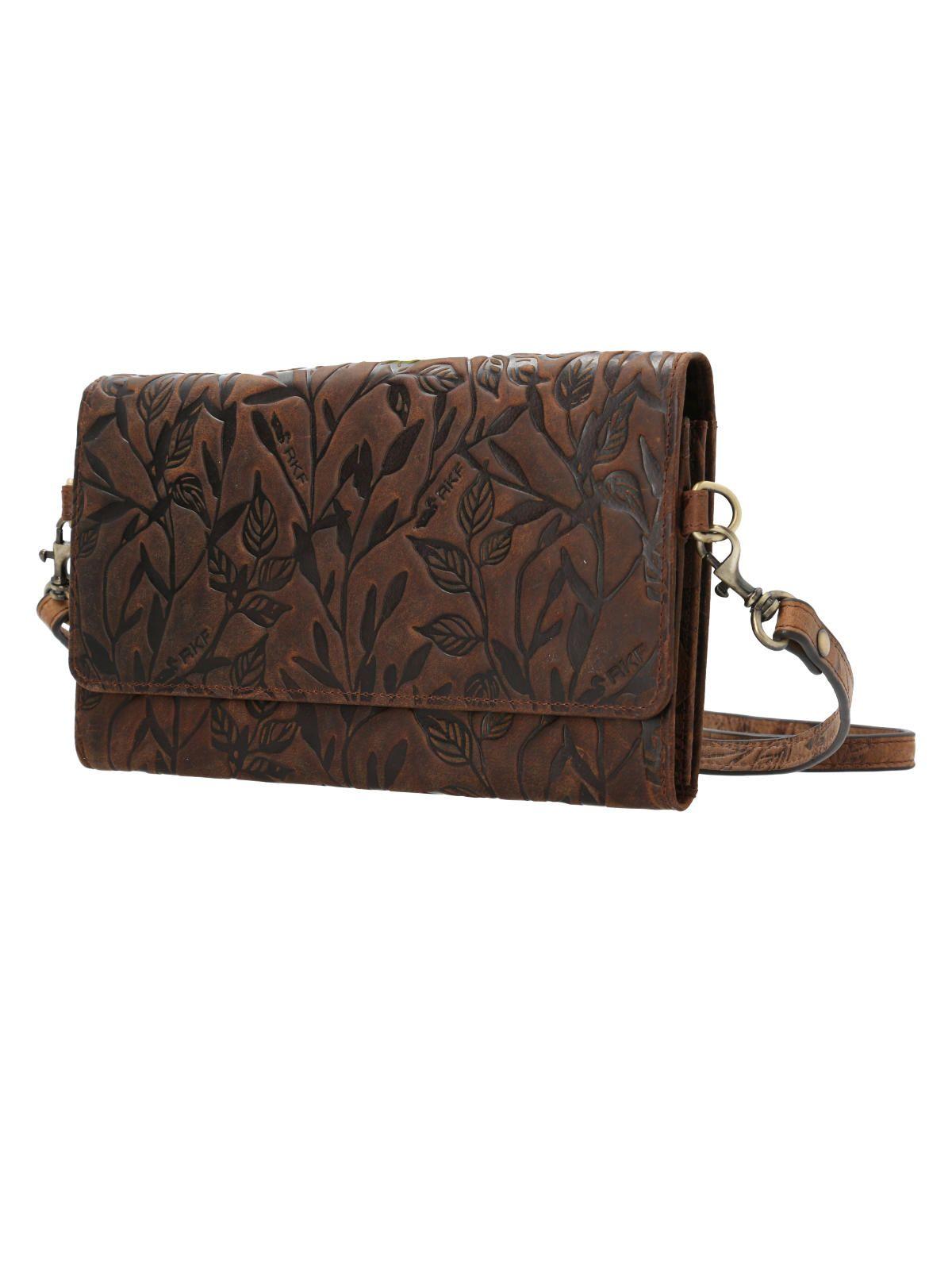 Cartera Cuero Mujer Oh Flower Cross Chocolate-1