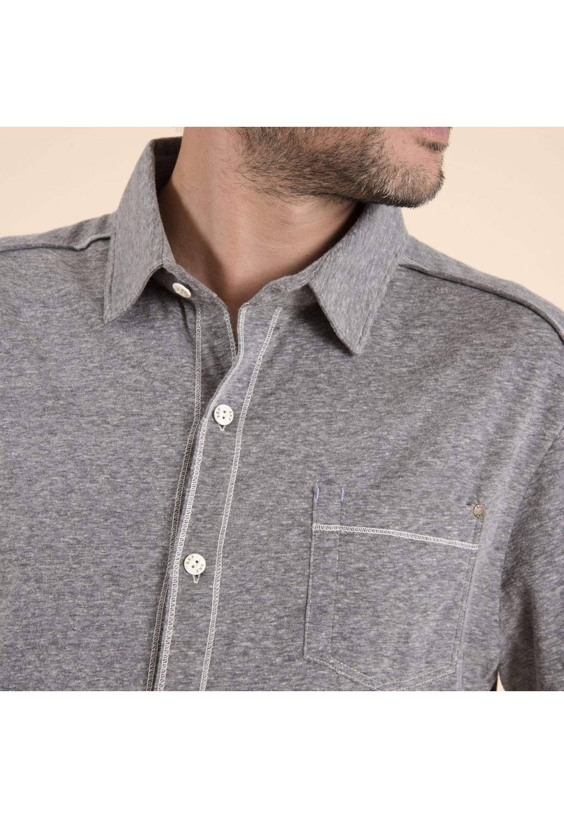 Camisa Algodón Orgánico Hombre Jersey Gris-4