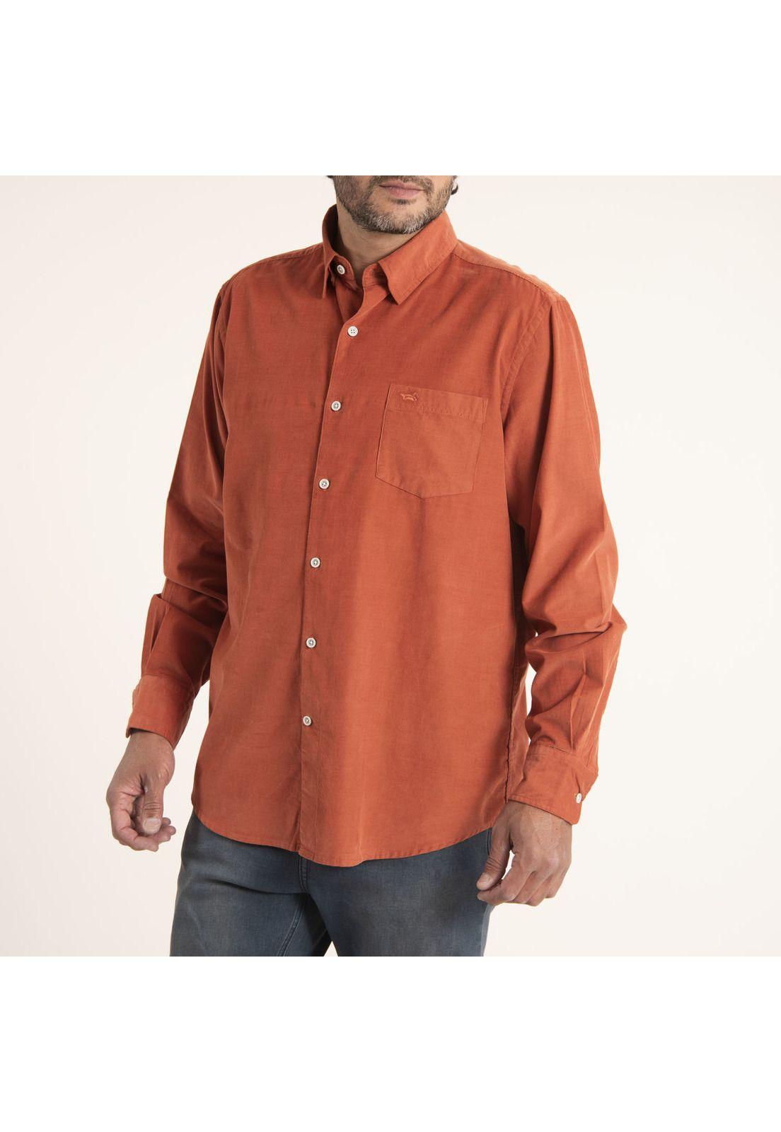 Camisa Hombre Algodón Org Corduroy Naranjo-2