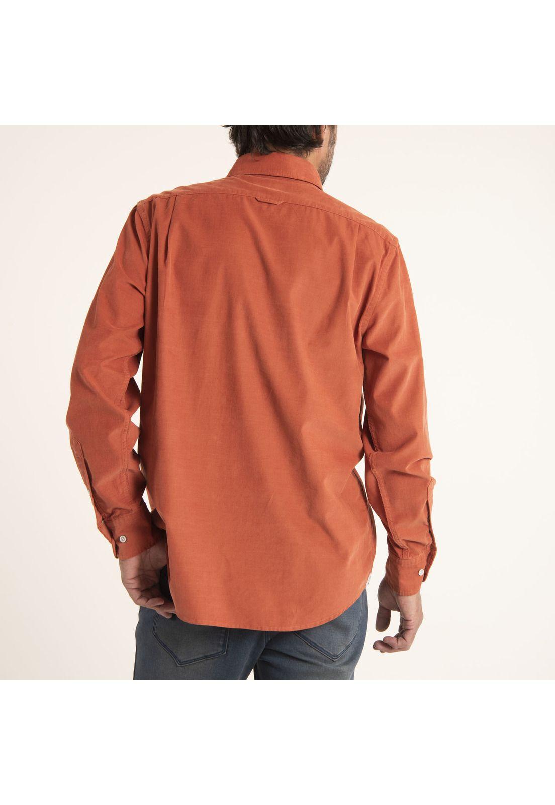 Camisa Hombre Algodón Org Corduroy Naranjo-3