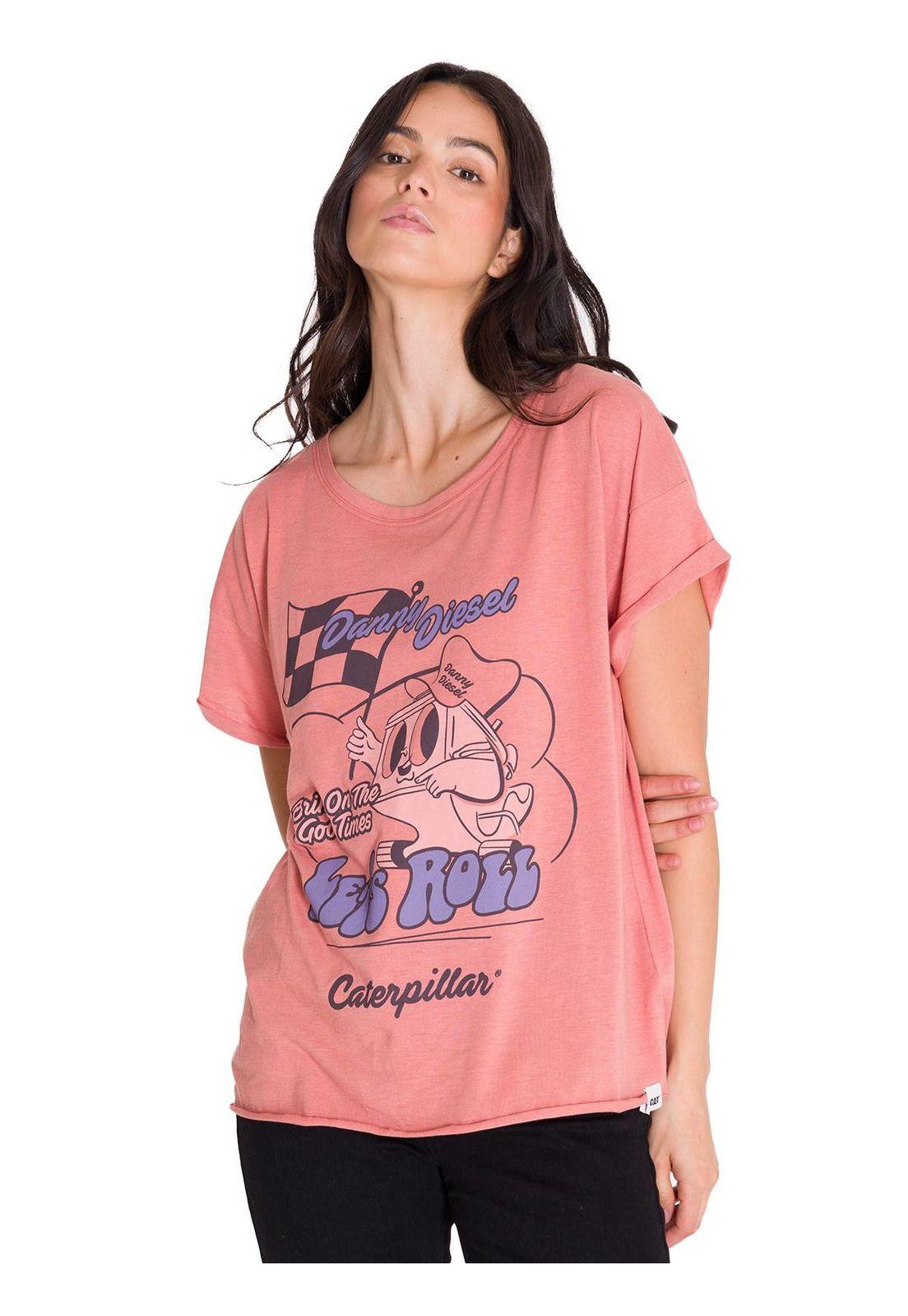Polera Casual Relaxed Danny Graphic 2 Mujer Rosada-1