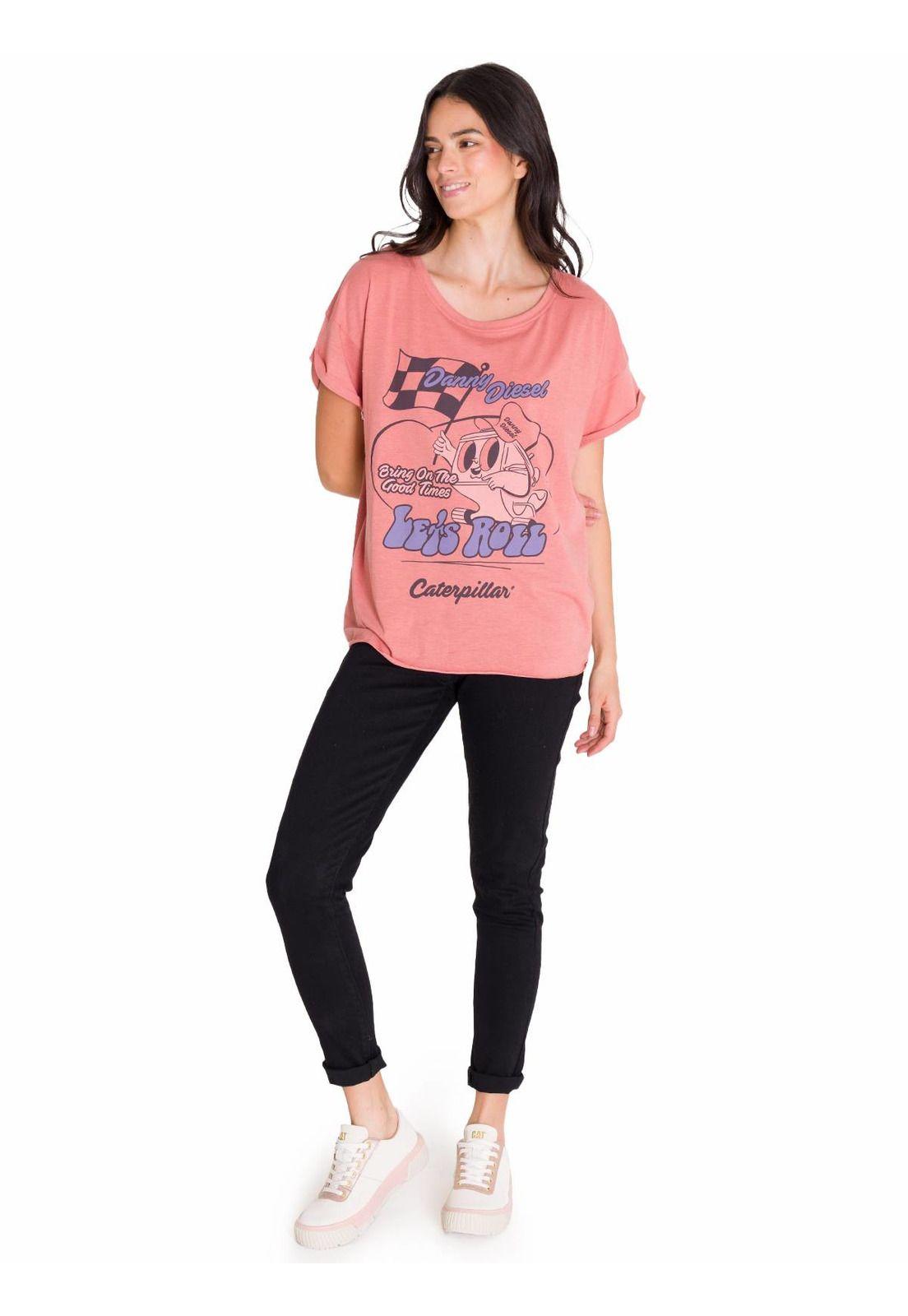 Polera Casual Relaxed Danny Graphic 2 Mujer Rosada-5