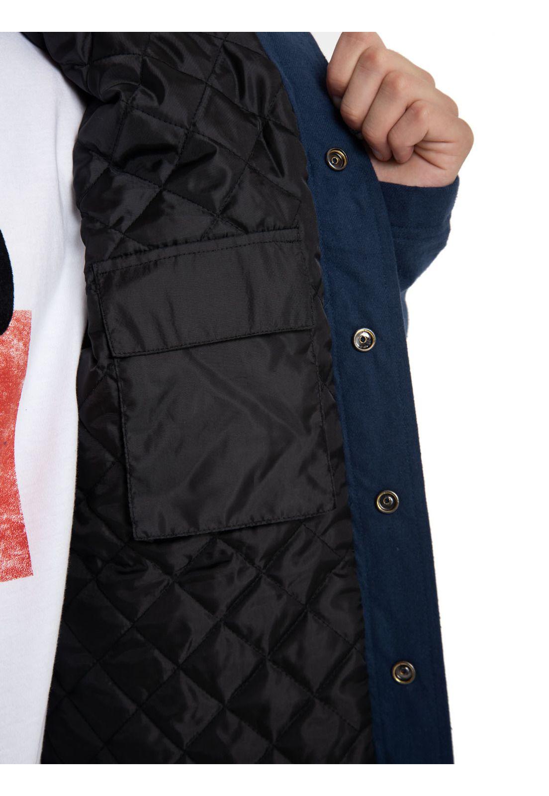 Chaqueta Hombre Flannel Snap Front Hooded Azul-4