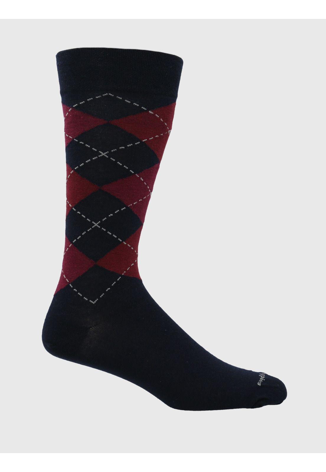 Calcetin Azul Cuff Argyle Hombre-0