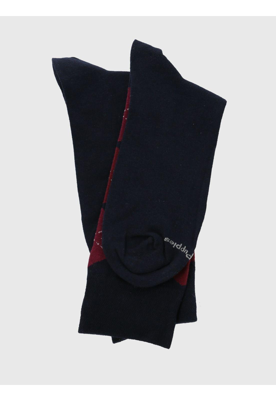 Calcetin Azul Cuff Argyle Hombre-2