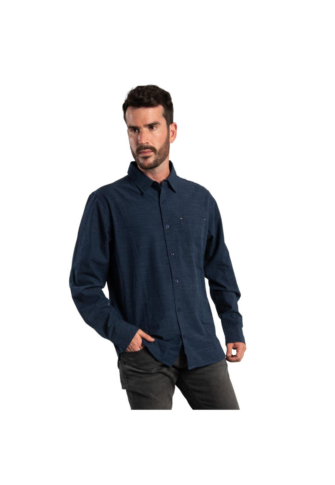 Camisa Hombre Fdtn Slub Ls Shirt Azul Marino-0