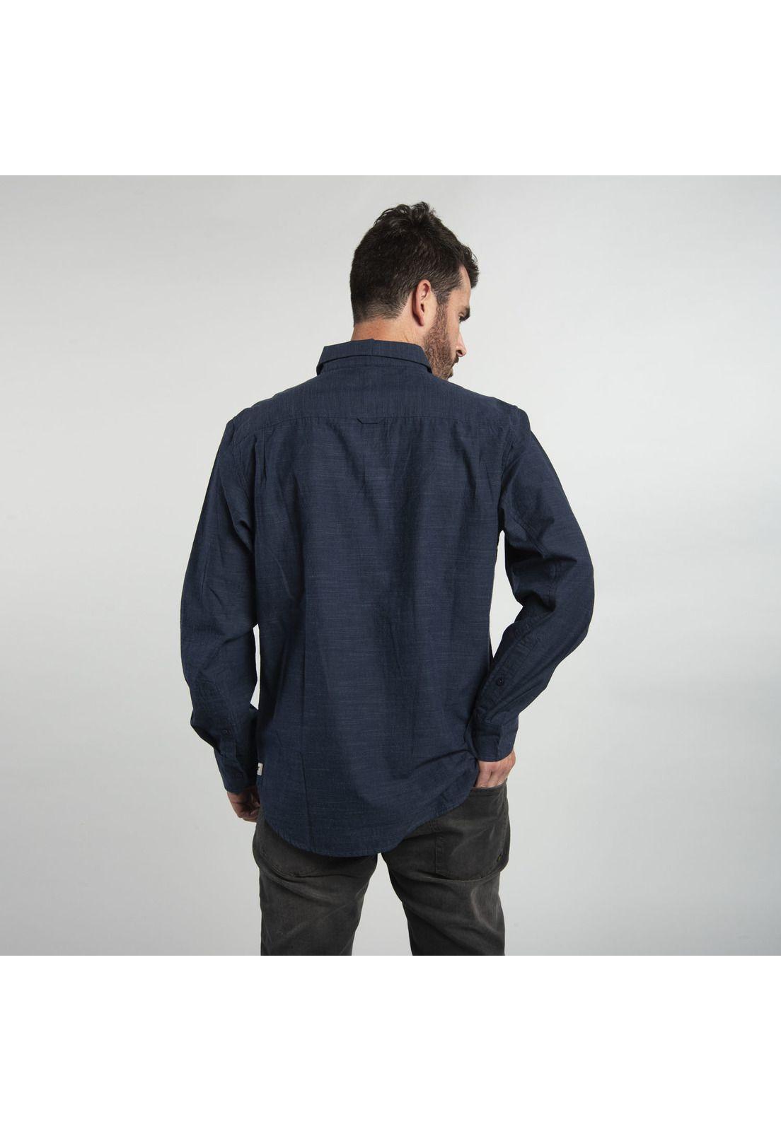 Camisa Hombre Fdtn Slub Ls Shirt Azul Marino-2