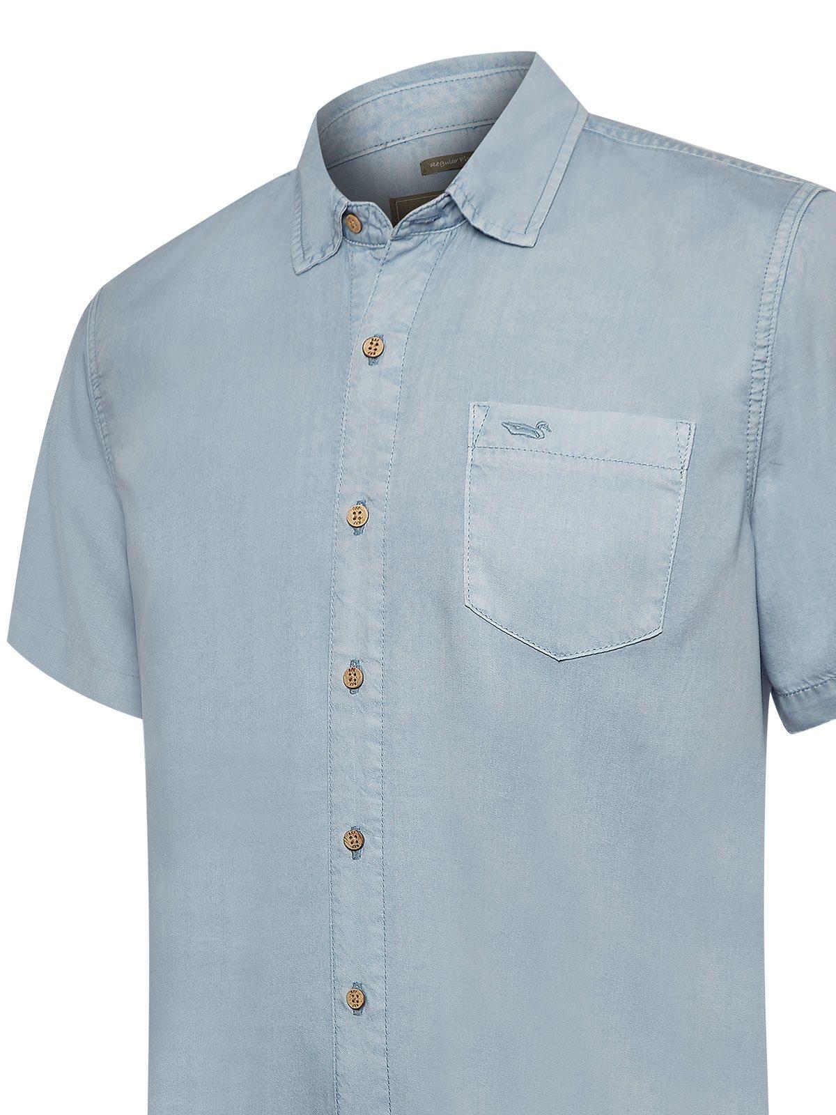 Camisa Tencel Hombre Azul Claro-3